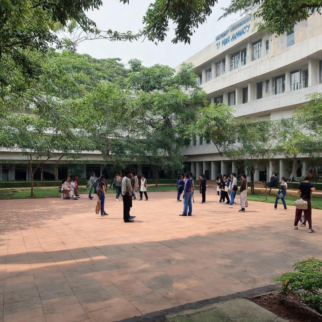 Một góc khuôn viên bên trong Trường Đại học Y Dược TP HCM cơ sở 217 Hồng Bàng, thể hiện không gian học tập hoặc thư giãn