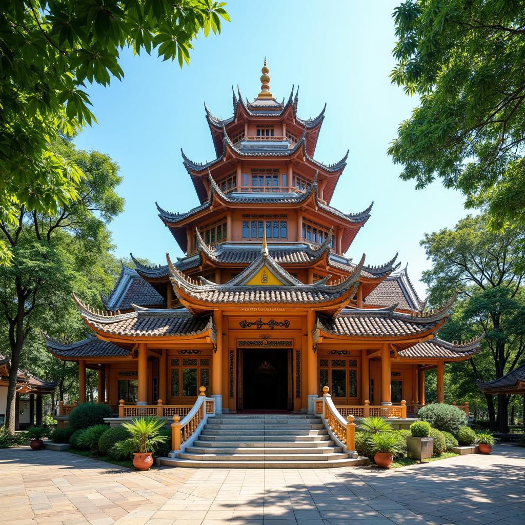 Toàn cảnh kiến trúc độc đáo và yên bình của Chùa Giác Nguyên Quận 4 nhìn từ bên ngoài