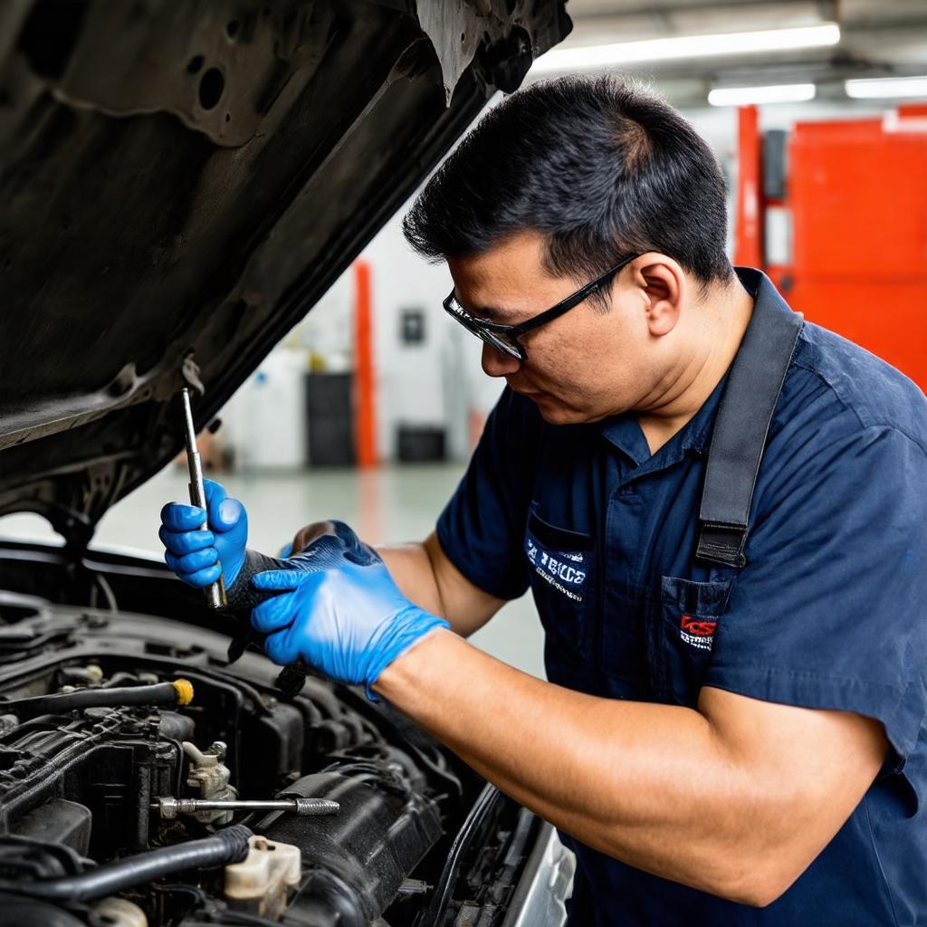 Kỹ thuật viên chuyên nghiệp làm việc tại Xe Cao Đạt Quận 11