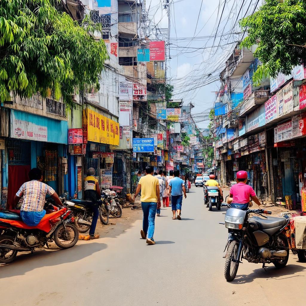 Khung cảnh nhộn nhịp hoạt động hàng ngày trên đường Lê Thúc Hoạch, quận Tân Phú, TP HCM với nhiều cửa hàng và người qua lại.