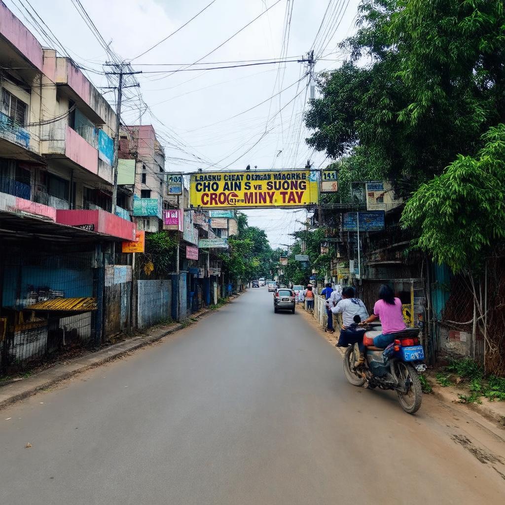 Lối vào khu chợ An Sương ở Trung Mỹ Tây, Quận 12, gần ngã tư An Sương.