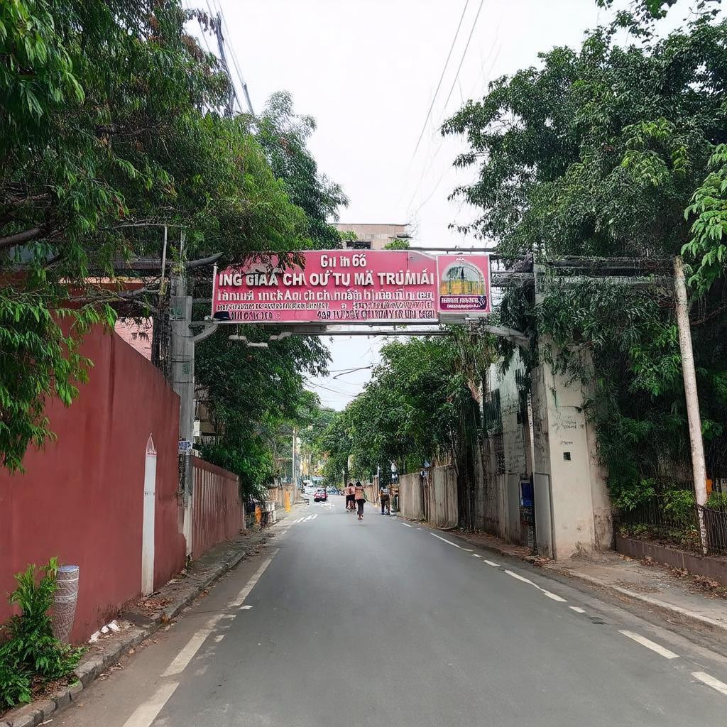 Hình ảnh lối vào Ngõ 65 Mai Dịch từ đường Mai Dịch, gần các điểm mốc lớn.