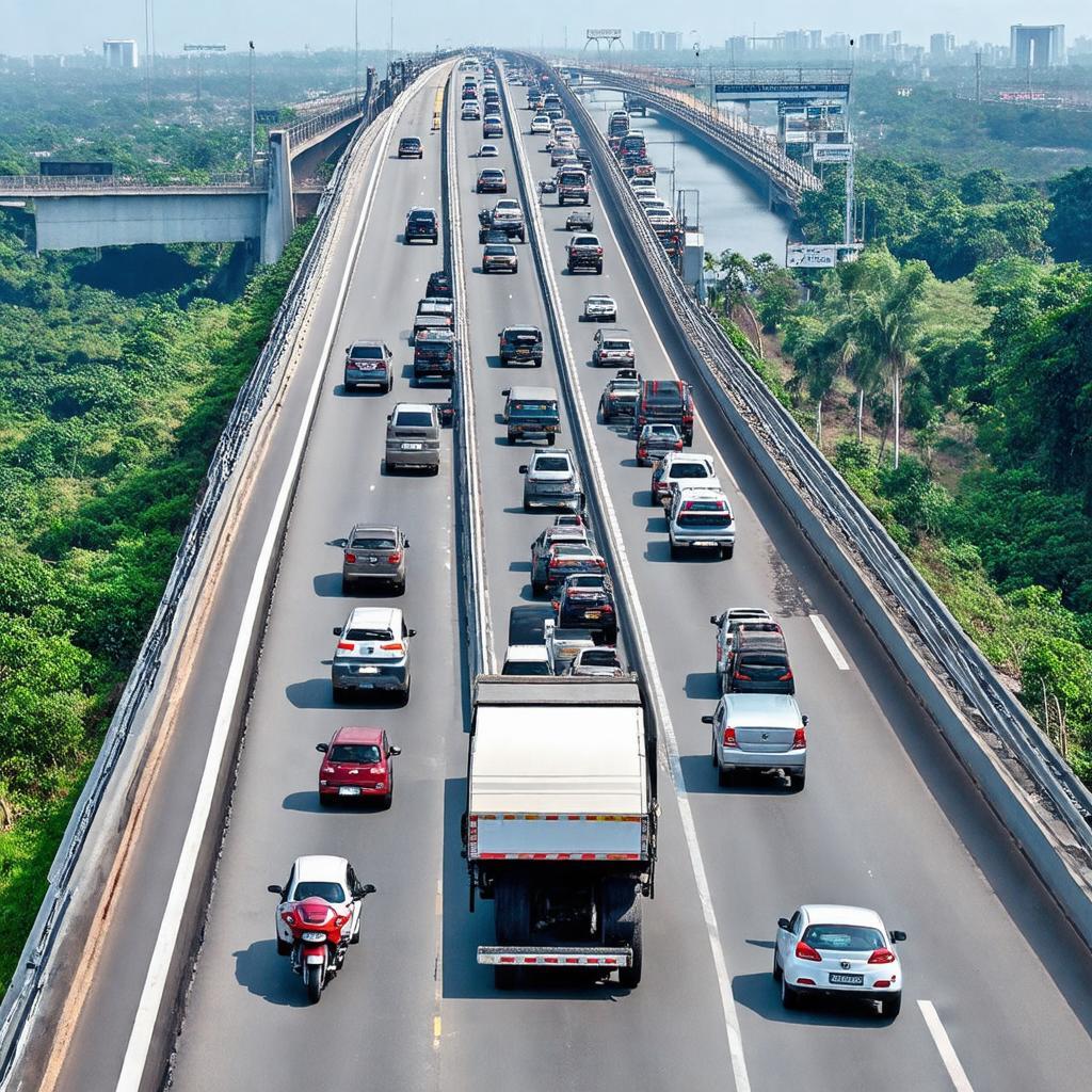 Xe cộ lưu thông thuận lợi, thông thoáng trên Cầu Bến Tre 2, giúp giảm tải cho cầu cũ.