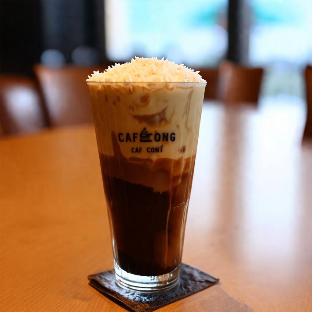 Ly cà phê cốt dừa mát lạnh, béo ngậy đặc trưng của Cafe Cộng, món đồ uống nổi tiếng.