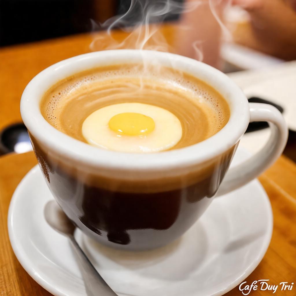 Ly cà phê trứng đặc trưng của Café Duy Trì 43A Yên Phụ