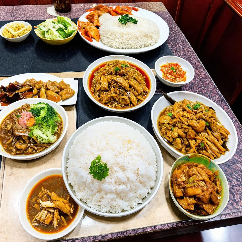 Mâm cơm đầy đặn với nhiều món ăn đặc sắc tại Quán Cơm Kiểm Còi