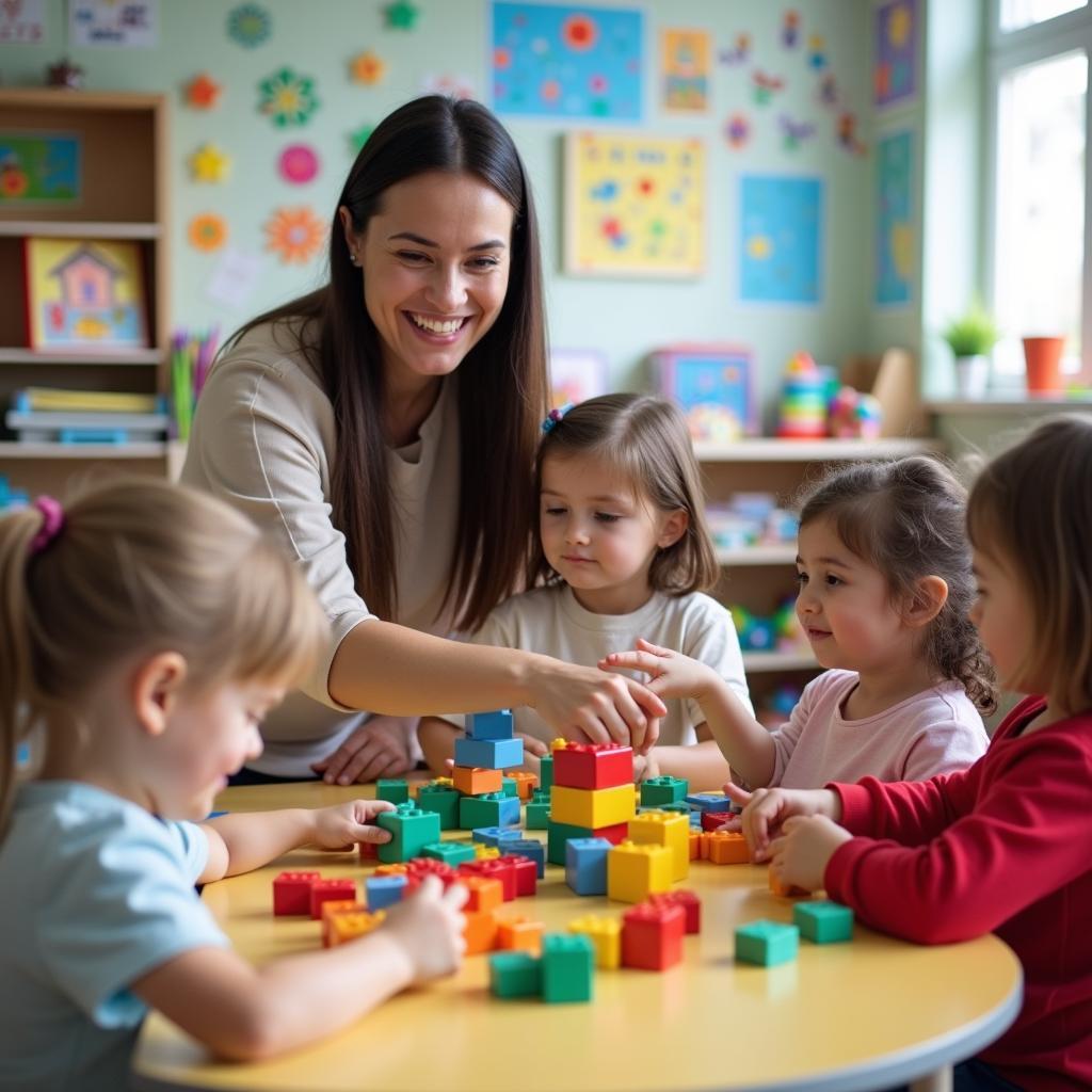 Trẻ mầm non học tập vui vẻ trong lớp học đầy đủ tiện nghi tại Trường Thỏ Ngọc Trinh Quang Quận 8