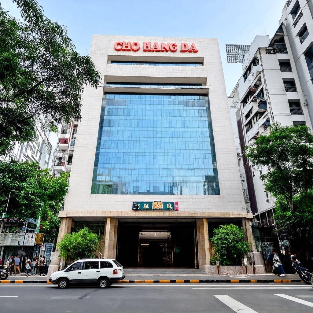 Mặt tiền tòa nhà Chợ Hàng Da nhìn từ phố Hàng Da, quận Hoàn Kiếm.
