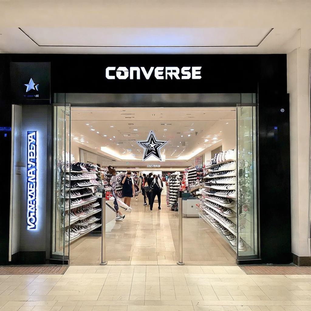 Mặt tiền cửa hàng Converse chính hãng tại Vincom Plaza Biên Hòa với logo ngôi sao đặc trưng.