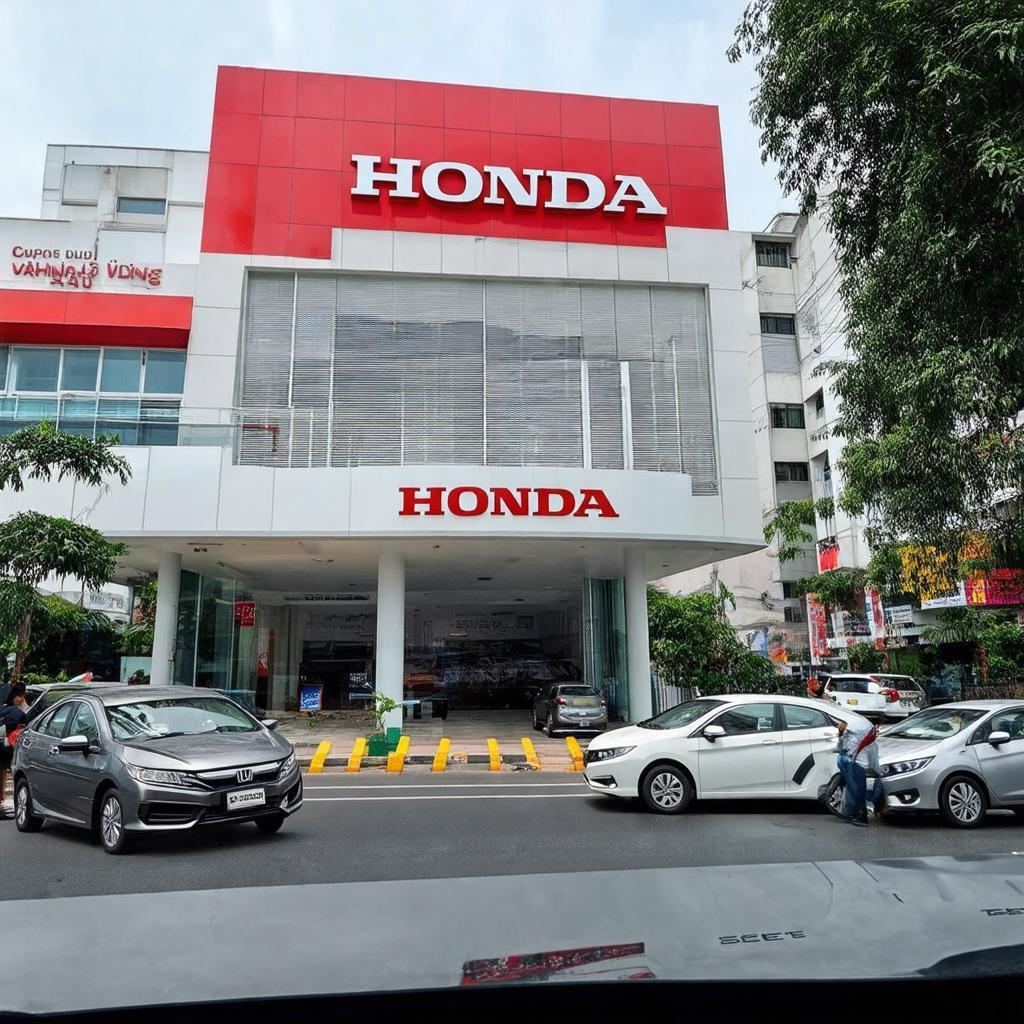 Mặt tiền dễ nhận biết của Đại lý HEAD Honda tại Số 2 Lê Văn Lương, Cầu Giấy, Hà Nội