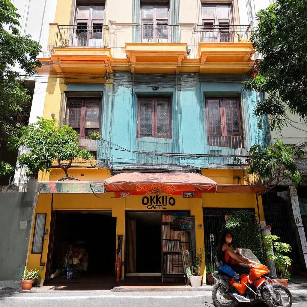 Hinh anh mat tien quan Okkio Caffe 35 Nguyen Van Trang, the hien kien truc hoai co