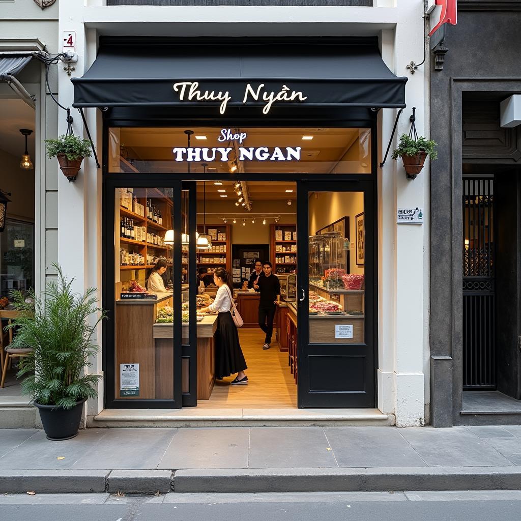 Mặt tiền Shop Thùy Ngân 114 Tôn Thất Đạm Bến Nghé Quận 1, dễ nhận diện vị trí.