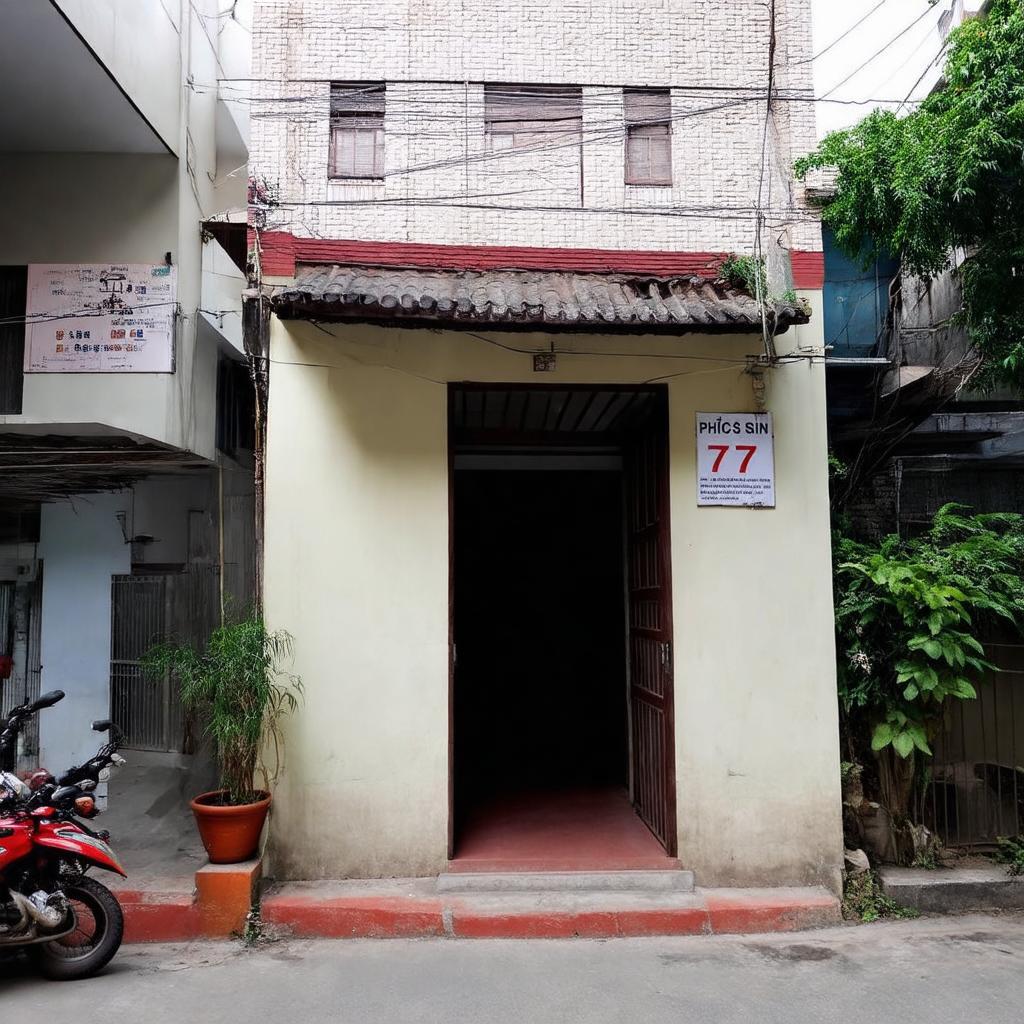 Mặt tiền số nhà 77 hẻm 75, nơi đặt Trung tâm Bồi dưỡng Phúc Sinh.