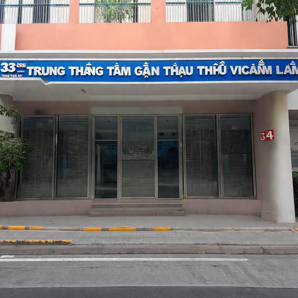 Ảnh mặt tiền biển chỉ dẫn của trung tâm giới thiệu việc làm tại số 34 Hoàng Sa Sa Đéc.