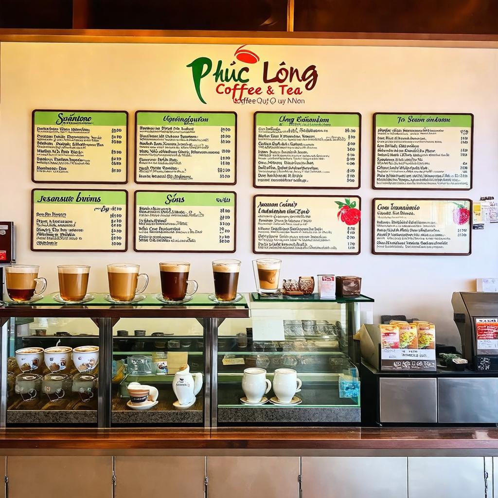 Hinh anh menu va cac loai do uong dac trung tai Phúc Long Nguyen Thiep Quy Nhon