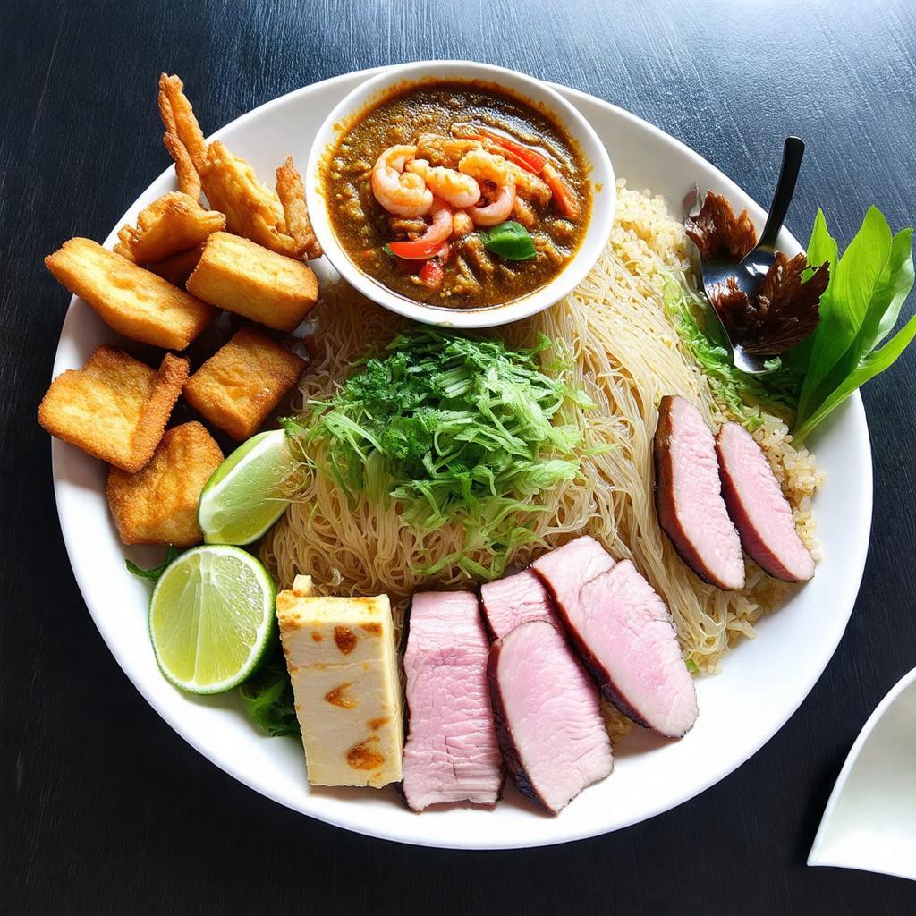 Mẹt bún đậu mắm tôm đầy đặn đặc trưng tại Bún Đậu Cô Khàn Cống Quỳnh Quận 1