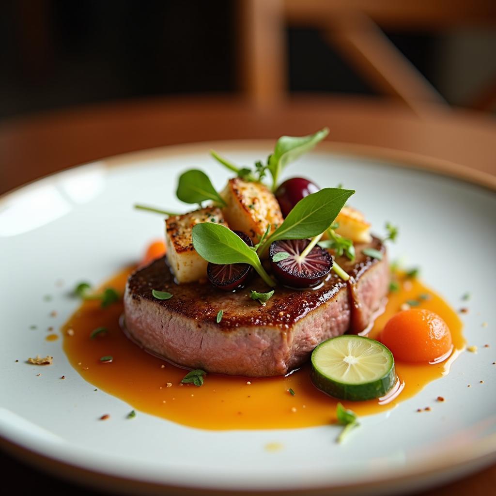Món ăn đặc sắc được trình bày tinh tế tại Hoàng Tý Premium Restaurant.