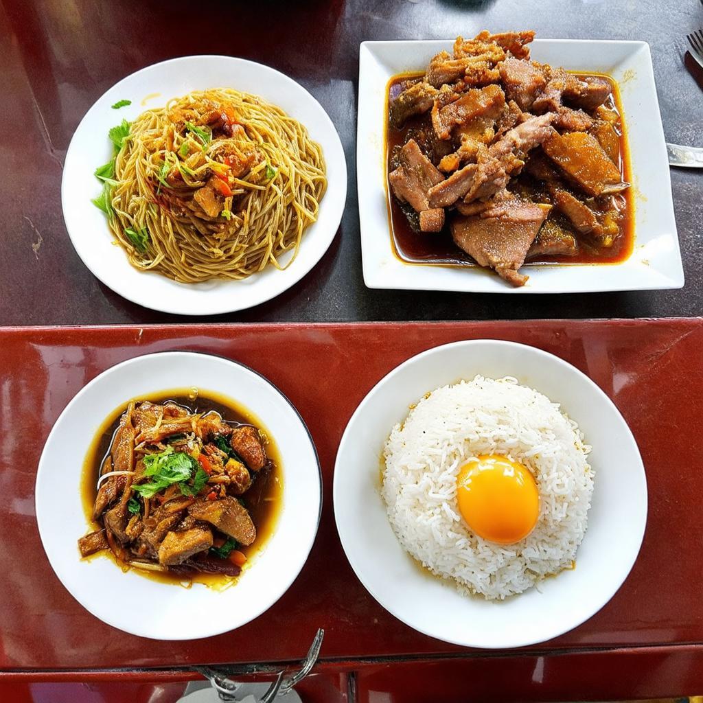 Hình ảnh một vài món ăn đặc trưng nổi tiếng trên đường Trần Quang Diệu như bún chả hoặc cơm tấm