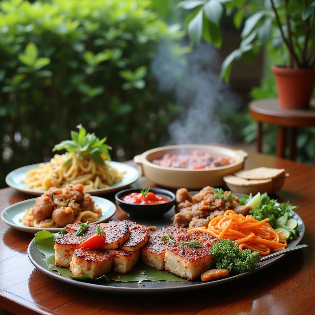 Các món ăn hấp dẫn và đặc trưng được phục vụ tại Quán Vườn Xoài Gò Vấp.