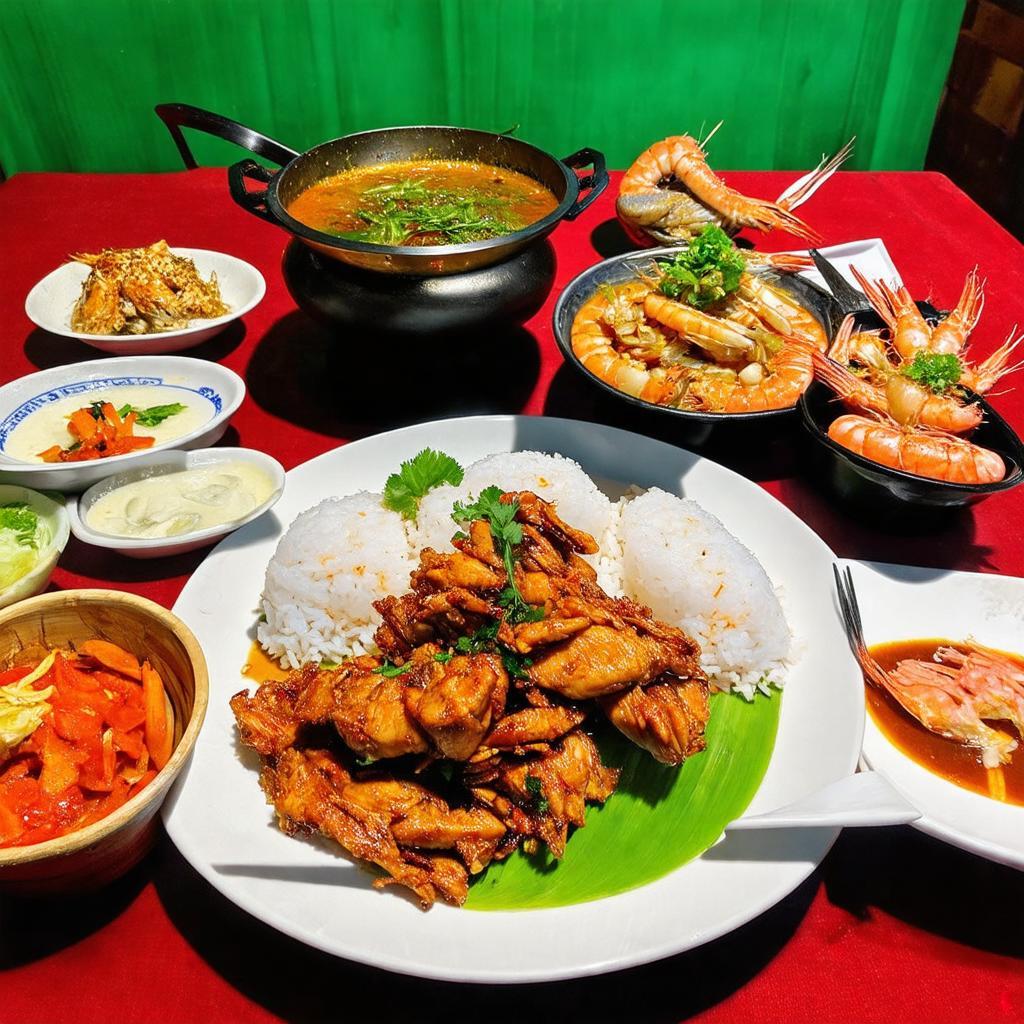 Các món ăn ngon, đặc sản địa phương và hải sản tươi ngon tại Nhà hàng Biển Hồ Xanh Pleiku.