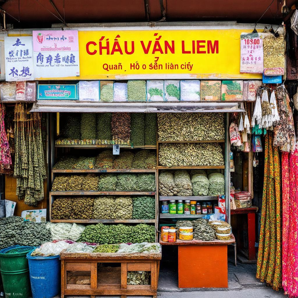 Không gian mua sắm các mặt hàng truyền thống như thuốc bắc, vải vóc trên đường Châu Văn Liêm, Quận 5.