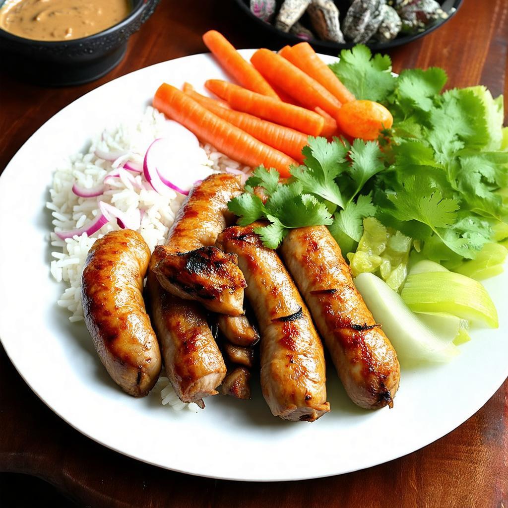 Đĩa nem nướng Ninh Hòa thơm lừng, đặc sản nhất định phải thử tại Nhà Hàng Khoái.