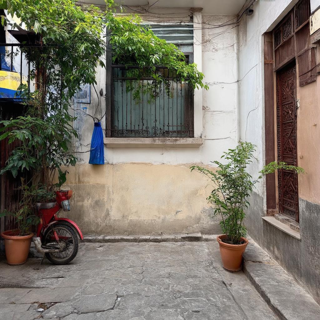 Góc nhỏ yên bình hoặc một đặc điểm kiến trúc thú vị trong ngõ 345 Khương Trung thể hiện nét đẹp đời thường