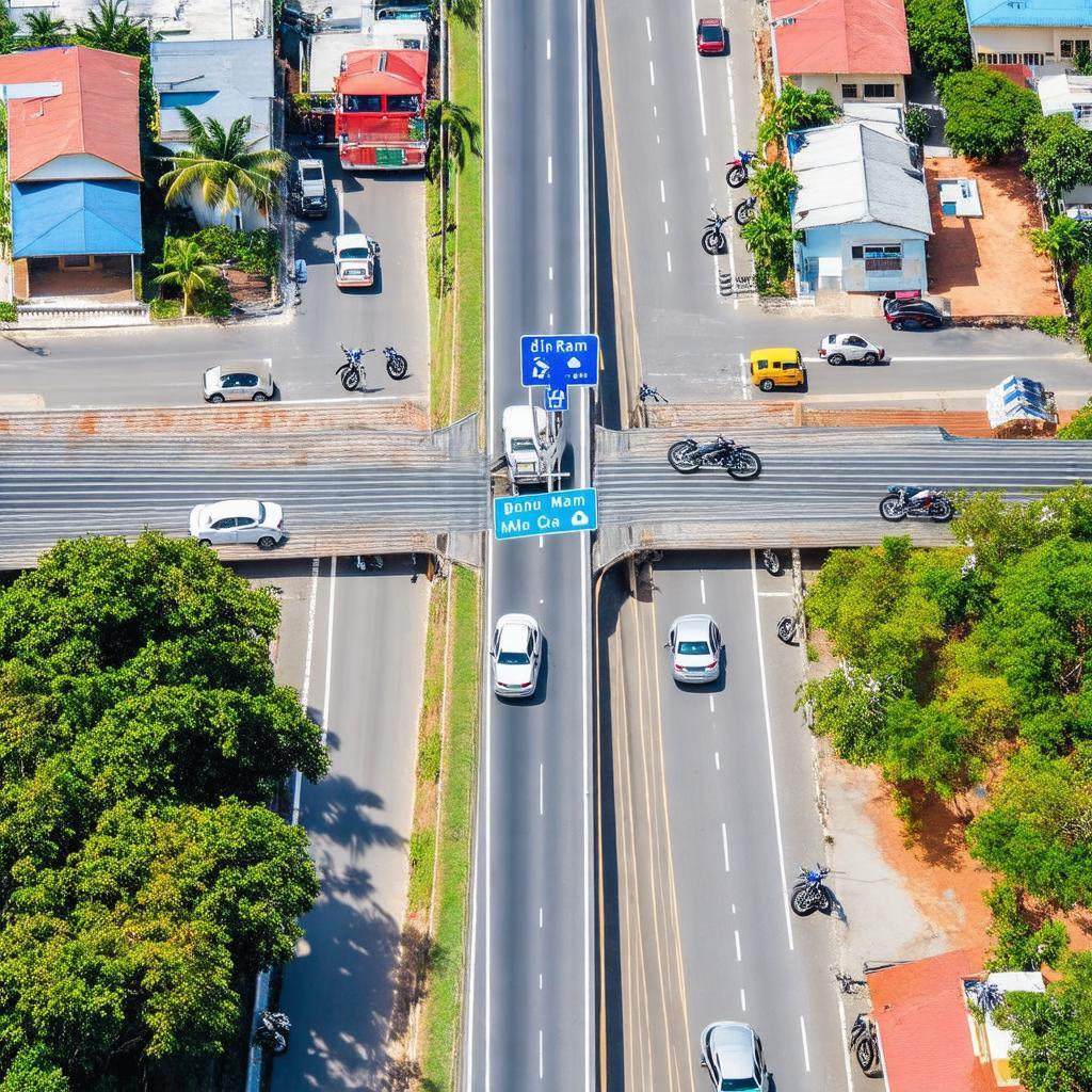 Vị trí chiến lược của Ngã ba Mỹ Ca, Cam Ranh, trên Quốc lộ 1A, gần khu dân cư và cảng.