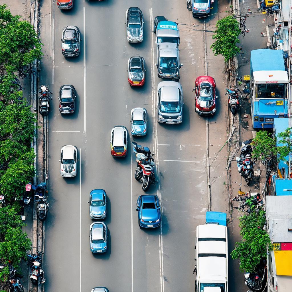 Giao thông nhộn nhịp tại Ngã tư 1/5 Đông Anh, Hà Nội với nhiều phương tiện qua lại