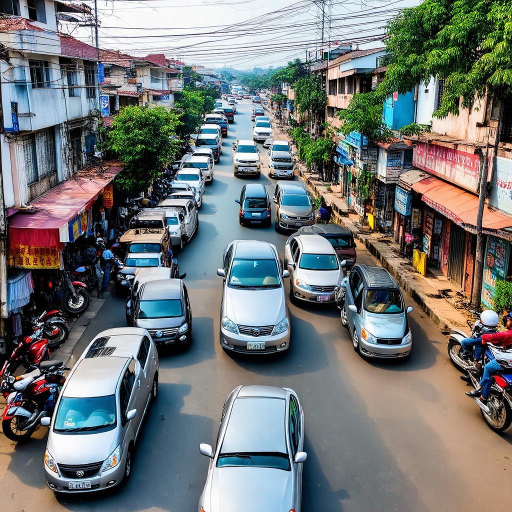Hình ảnh ngã tư Đông Côi, Thuận Thành tấp nập người và phương tiện giao thông giờ cao điểm