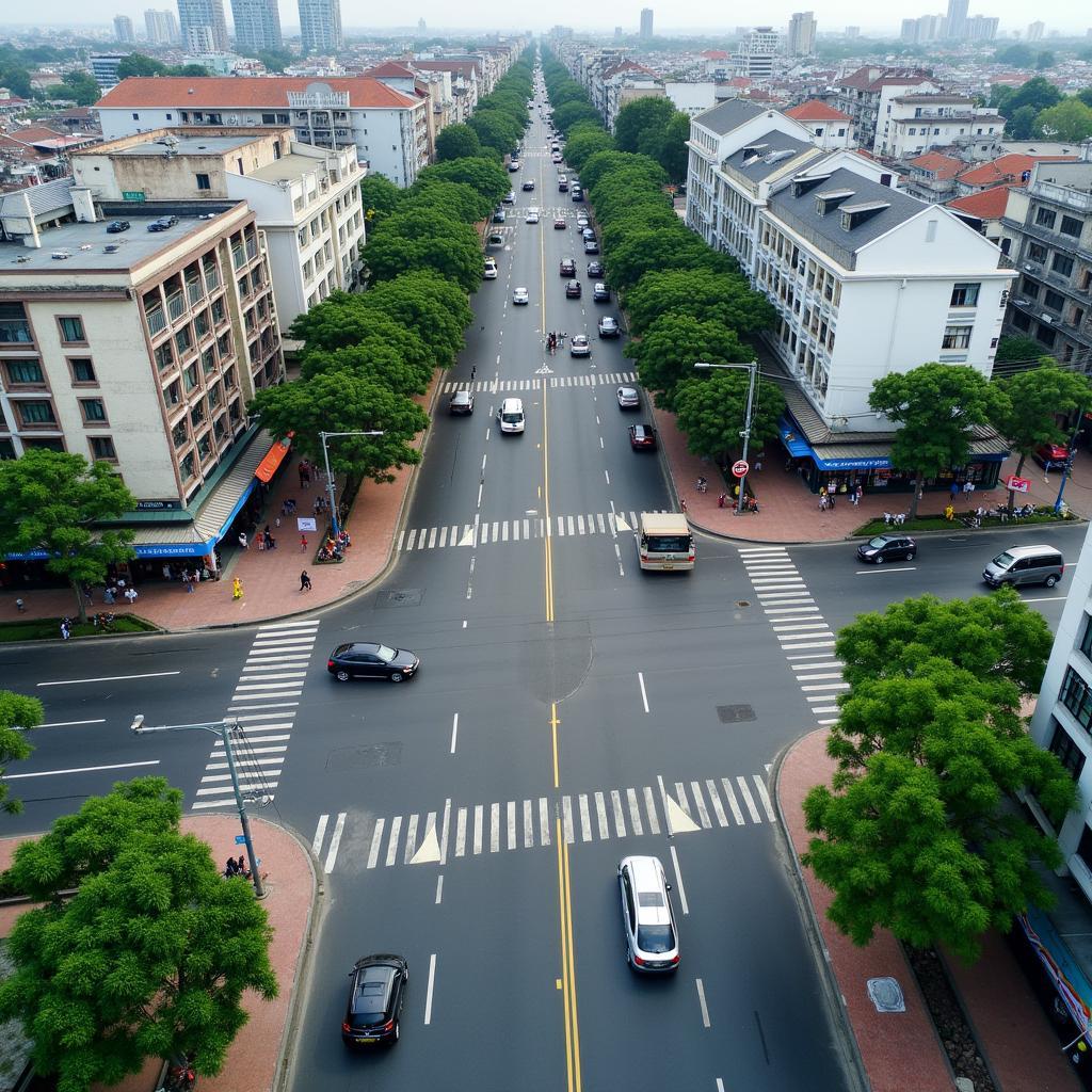 Toàn cảnh Ngã Tư Giếng Nước sầm uất tại trung tâm thành phố Vũng Tàu với dòng xe cộ qua lại nhộn nhịp