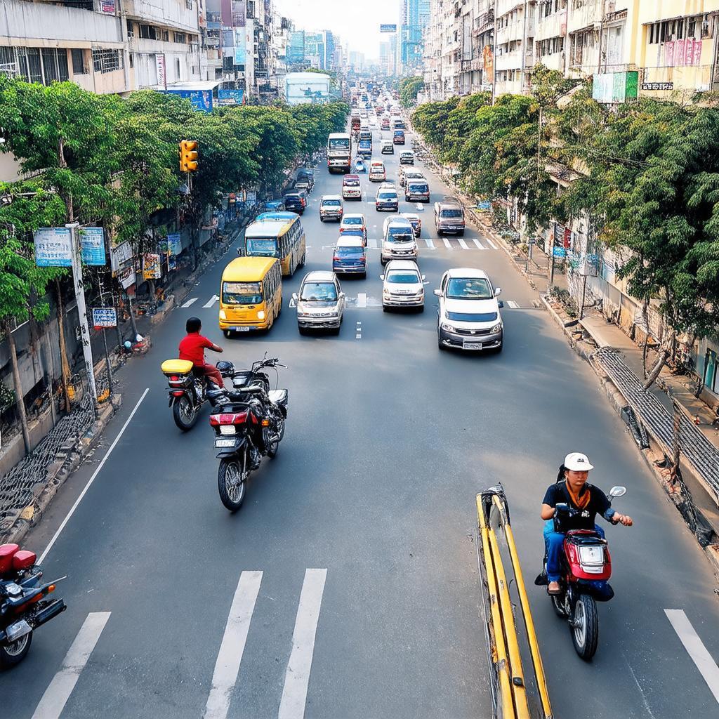 Hình ảnh ngã tư Sư Vạn Hạnh Lý Thái Tổ đông đúc, nhiều phương tiện qua lại, quận 10