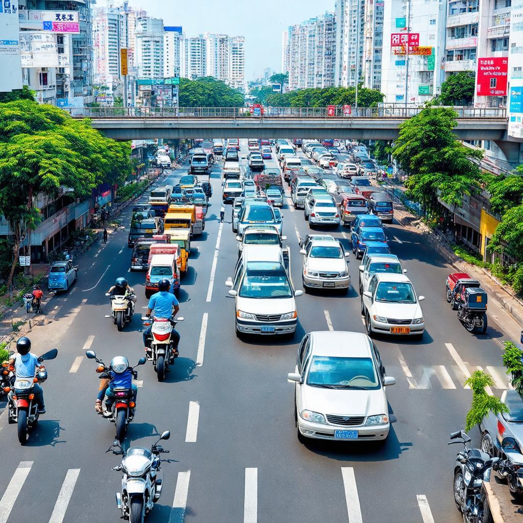 Giao thông đông đúc tại Ngã tư Thủ Đức, TP Thủ Đức vào giờ cao điểm