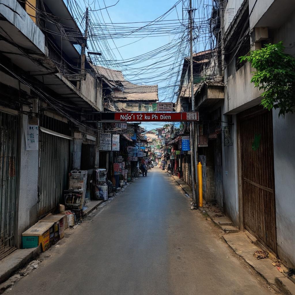 Hình ảnh lối vào Ngõ 172 Phú Diễn, quận Nam Từ Liêm, Hà Nội với biển số ngõ và hoạt động kinh doanh nhỏ.
