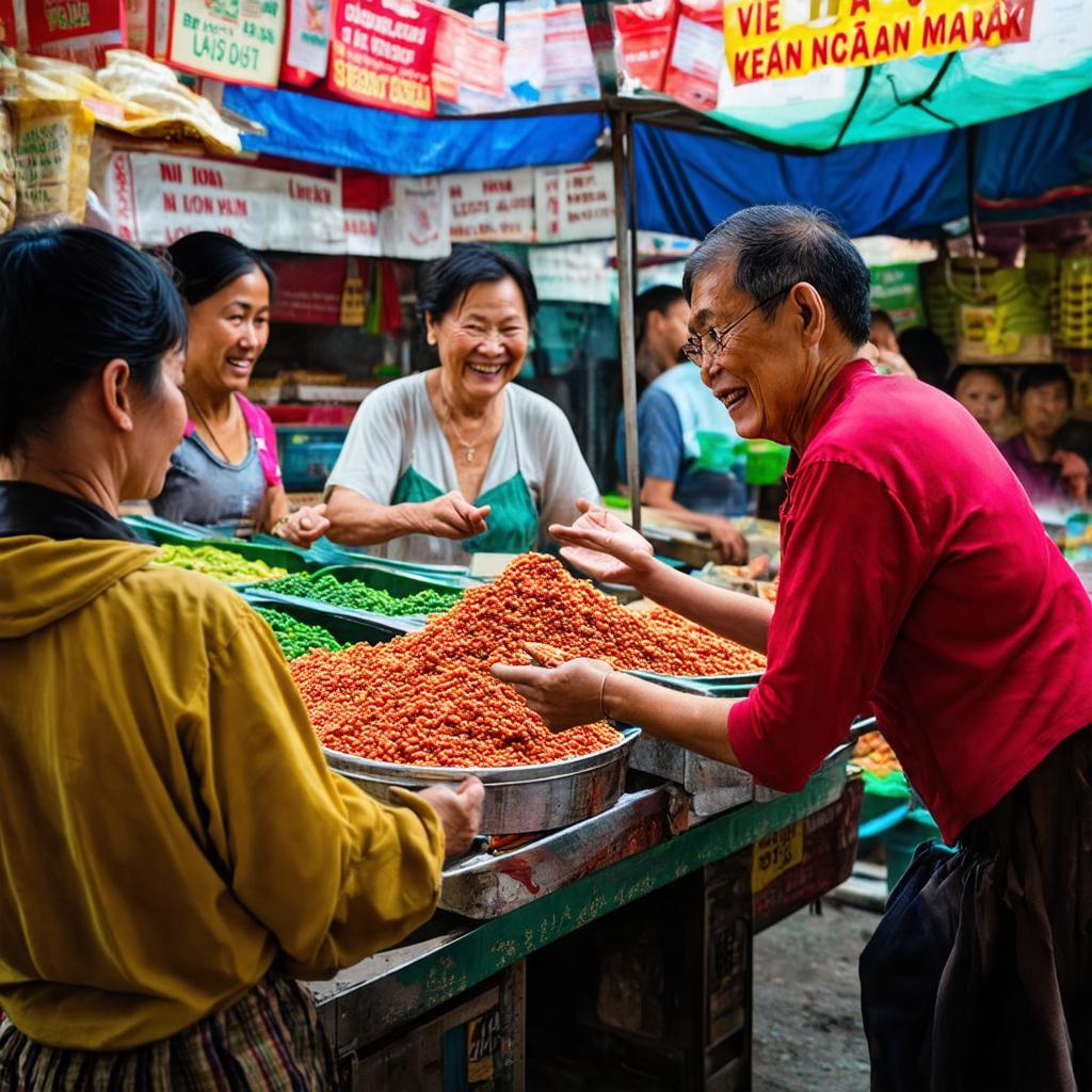 Nu cuoi va cu chi than thien giua nguoi ban va khach hang tai Cho Cau Voi
