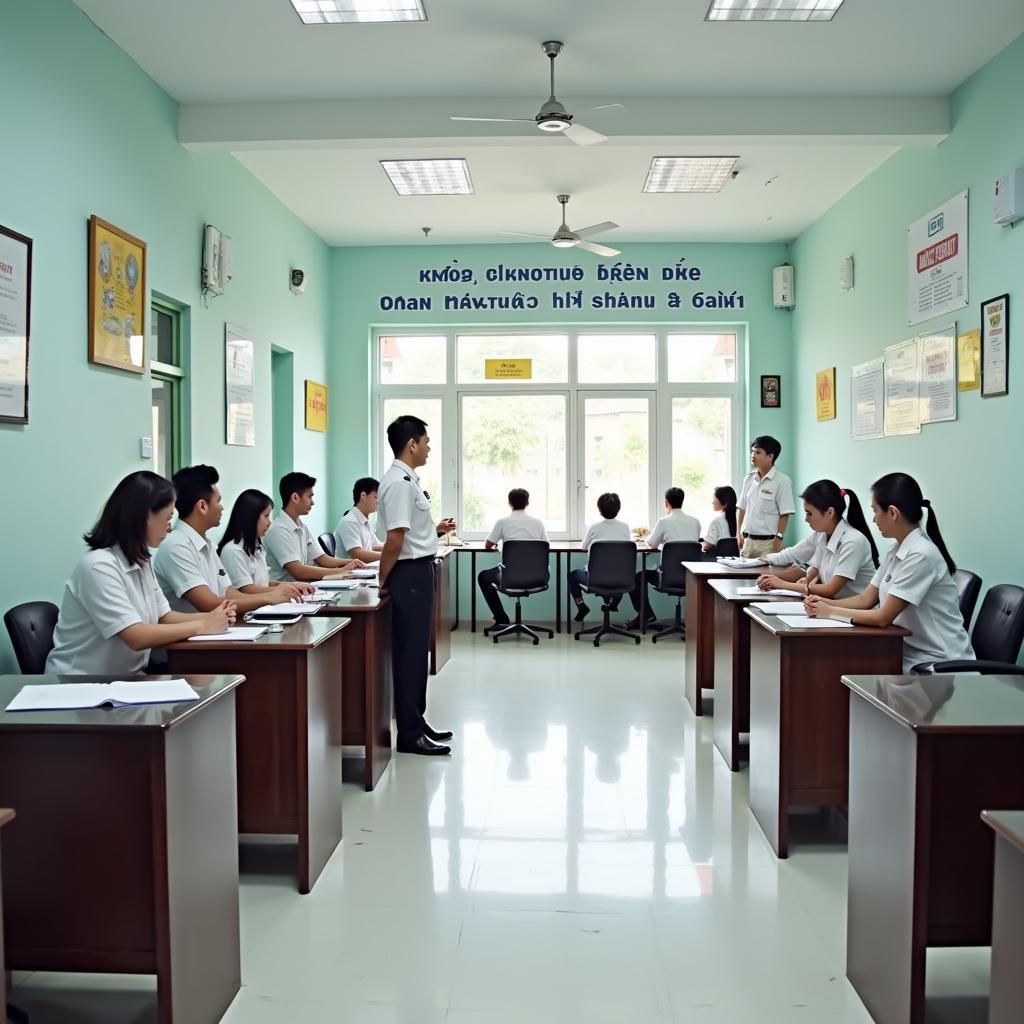 Người dân làm thủ tục hành chính tại trụ sở Công an phường Phúc Đồng, Long Biên
