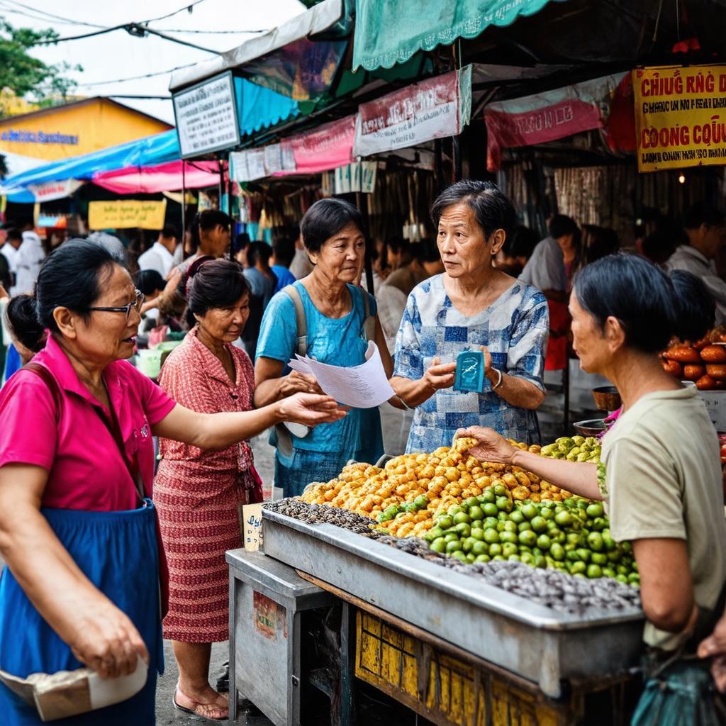 Người dân địa phương mua bán, trò chuyện, thể hiện nhịp sống tại chợ Còng.