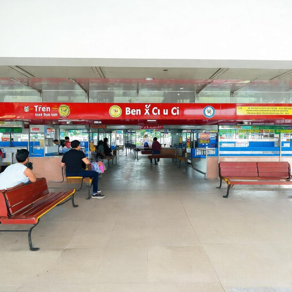 Khu vực nhà chờ khang trang bên trong Bến xe Củ Chi, tỉnh lộ 8, thị trấn Củ Chi