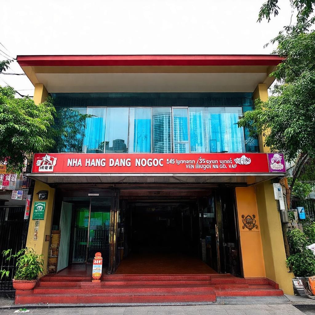 Bên ngoài Nhà hàng Dáng Ngọc 545 Nguyễn Oanh Gò Vấp với bảng hiệu rõ ràng và mặt tiền rộng rãi