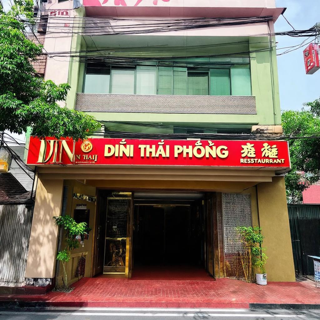 Toàn cảnh mặt tiền Nhà hàng Đỉnh Thái Phong Trung Hòa Cầu Giấy Hà Nội từ bên ngoài đường lớn