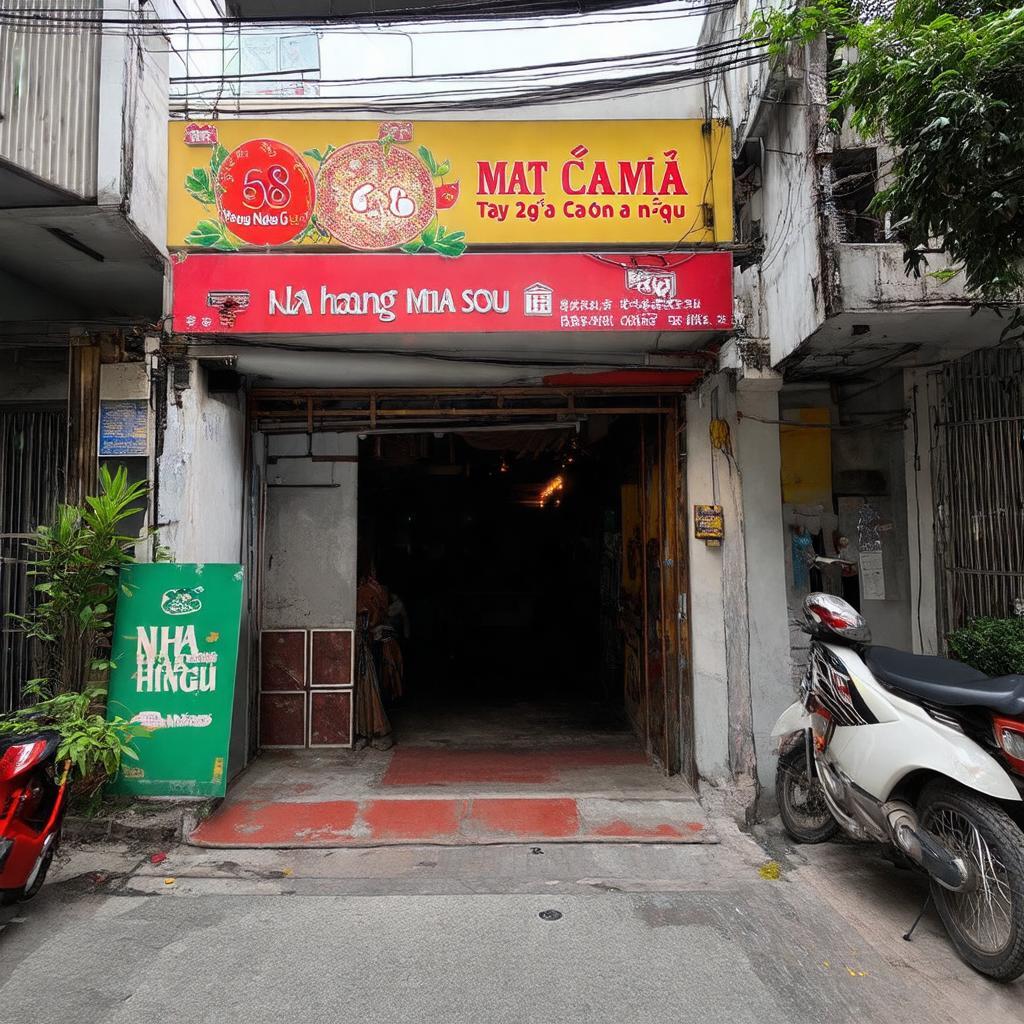 Hình ảnh mặt tiền Nhà hàng Mắt Cá Ngừ 58 ngõ 298 Tây Sơn Đống Đa Hà Nội với biển hiệu rõ ràng