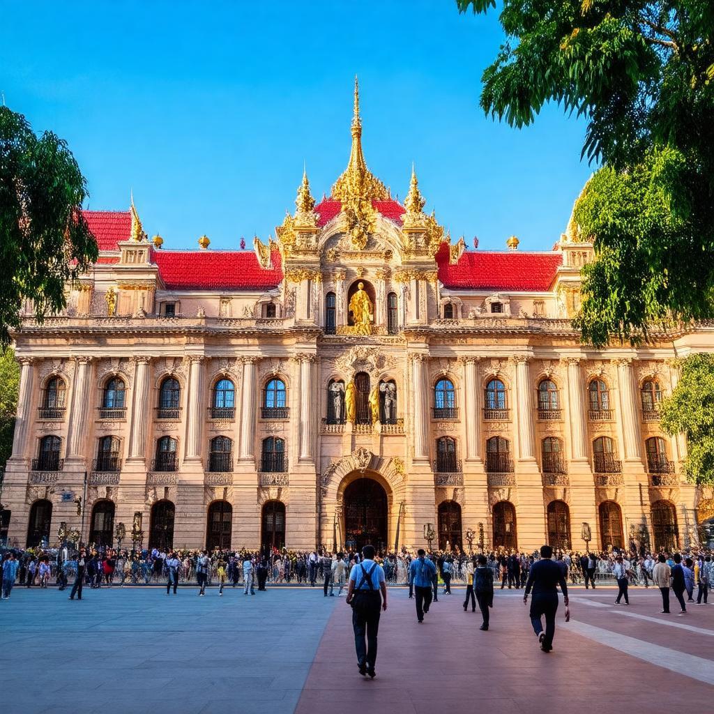 Toàn cảnh Nhà hát Thành phố Sài Gòn từ Công Trường Lam Sơn, kiến trúc Pháp cổ kính và tráng lệ.