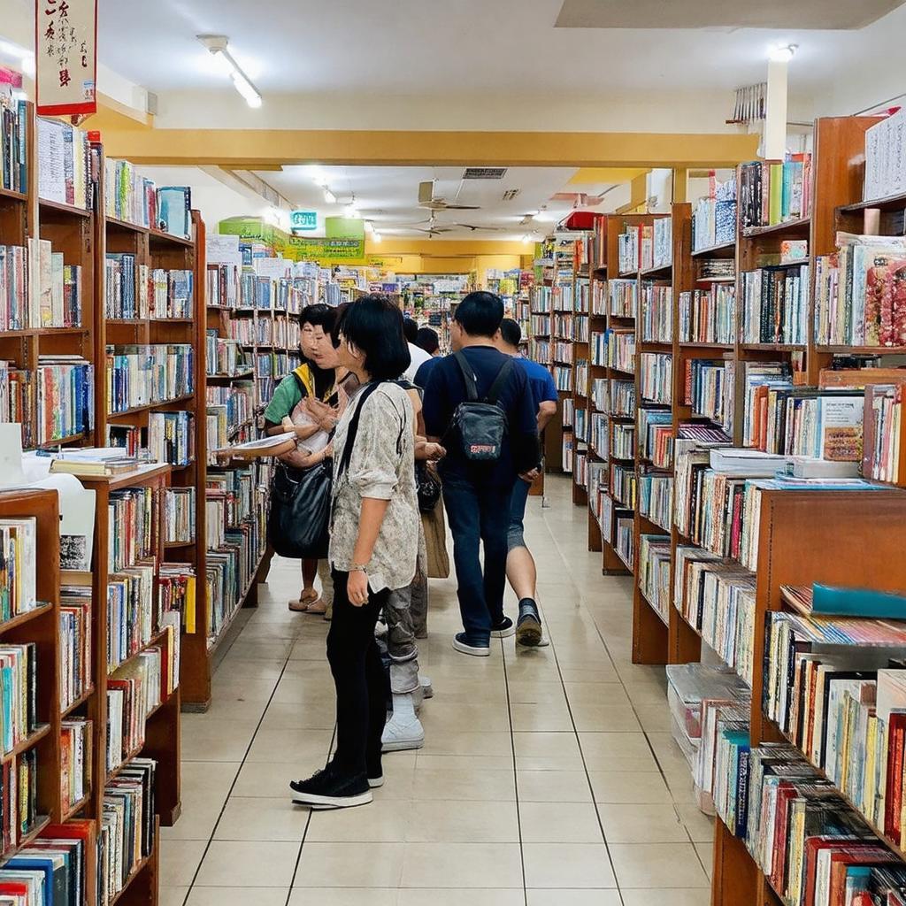 Không gian bên trong Nhà Sách Hoàng Cường Vũng Tàu rộng rãi, thoải mái cho khách hàng.