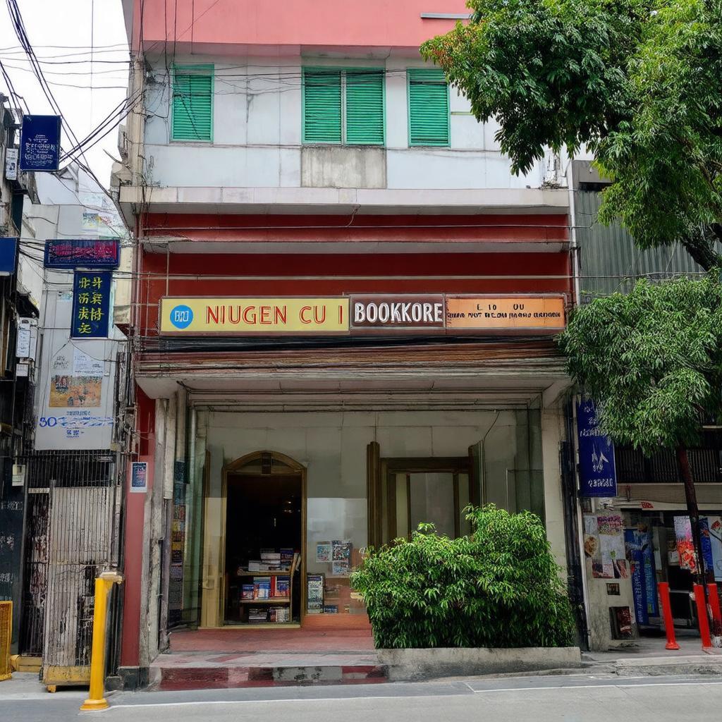 Nha sach Nguyen Van Cu so 1 Le Duan Quan 1 tu ben ngoai, vi tri trung tam thanh pho