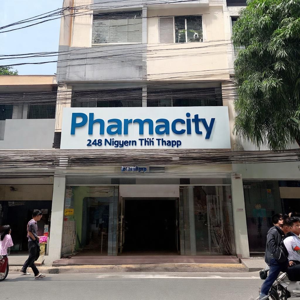 Hình ảnh bên ngoài Nhà thuốc Pharmacity 248 Nguyễn Thị Thập Quận 7 với biển hiệu rõ nét