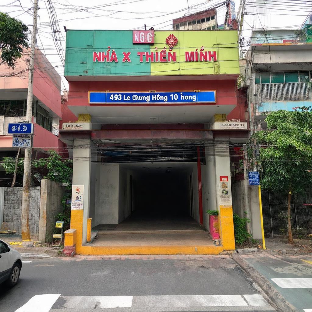 Bên ngoài Nhà Xe Thiên Minh 493 Lê Hồng Phong Quận 10, tiện lợi di chuyển