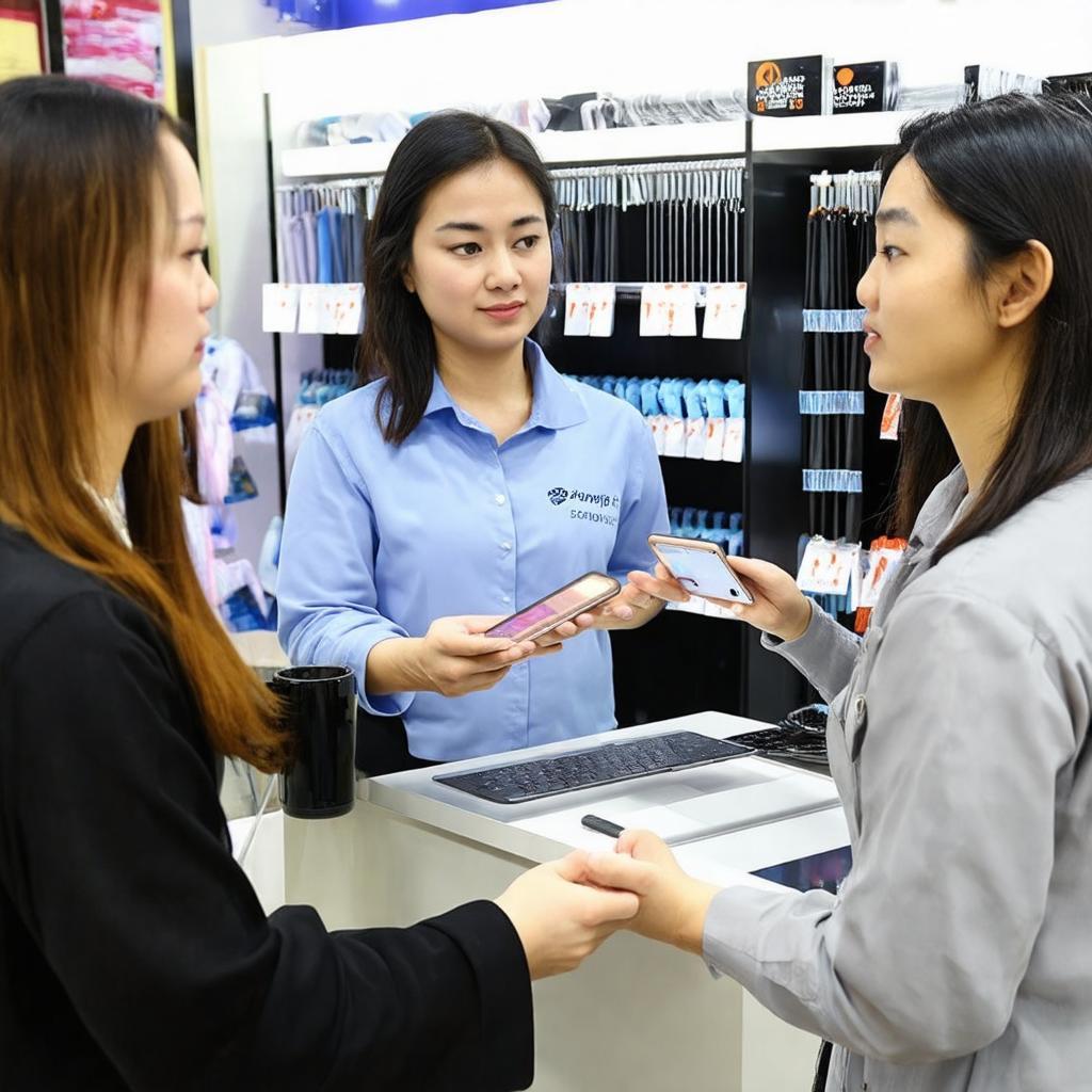 Hình ảnh nhân viên Hoàng Hà Mobile 161 Trần Phú Hà Tĩnh tư vấn khách hàng tận tình