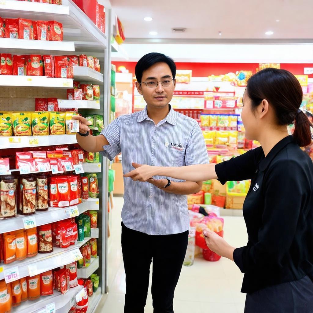 Nhân viên Nguyễn Kim Thanh Hóa đang tư vấn cho khách hàng