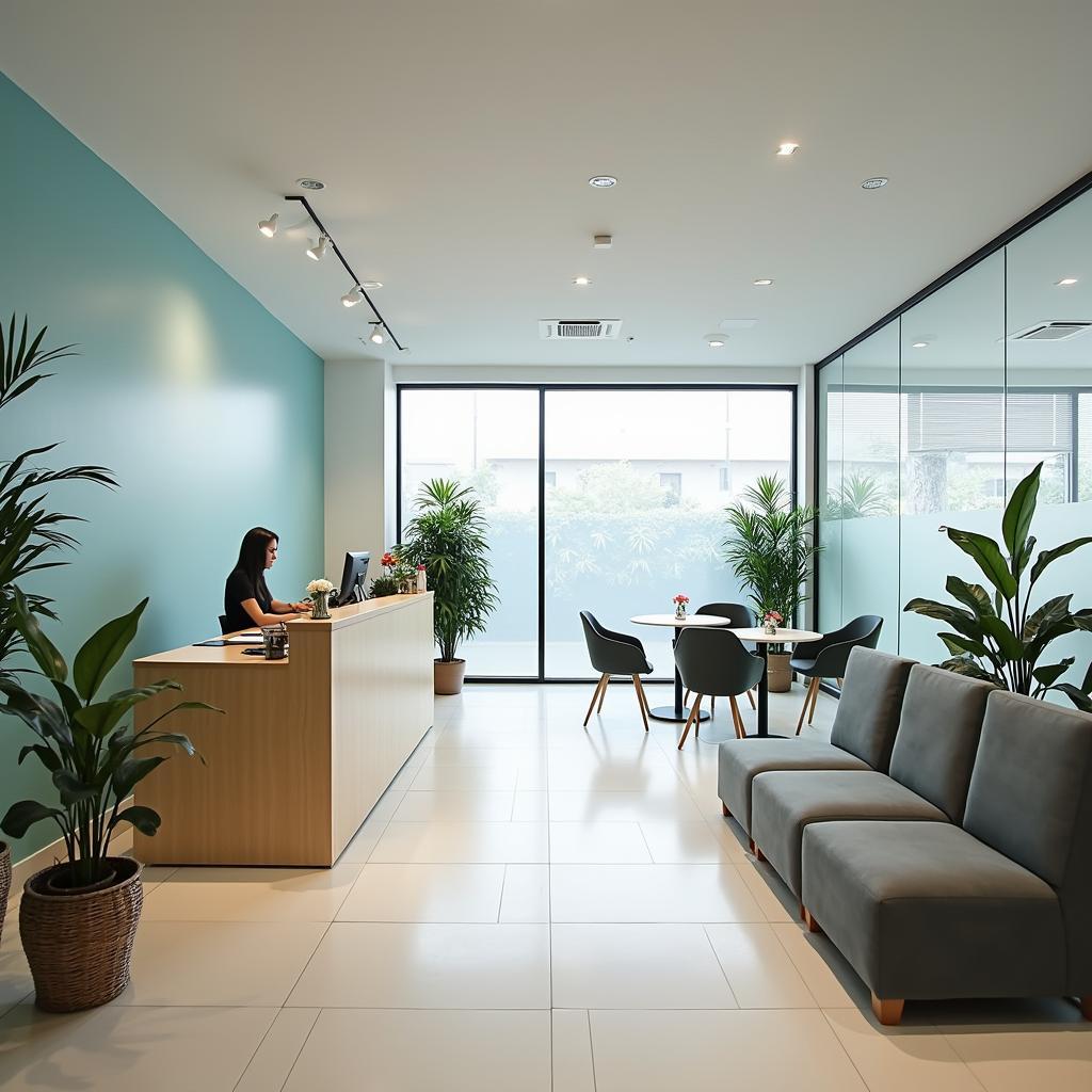 Khu vực giao dịch bên trong Công ty Điện lực Bình Chánh Tân Kiên tạo cảm giác chuyên nghiệp và thân thiện