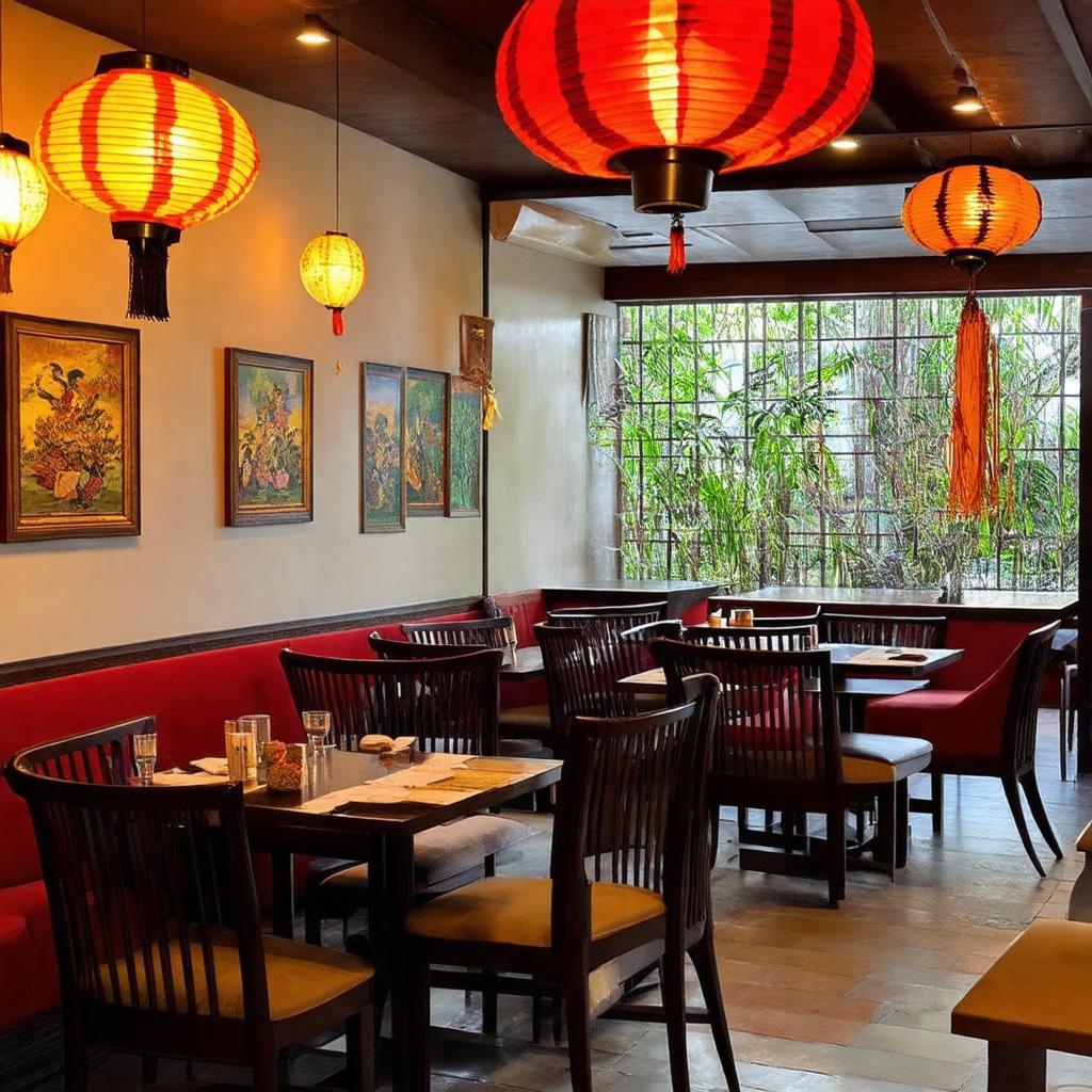 Nội thất ấm áp và trang trí văn hóa Việt Nam bên trong Nhà hàng Hương Việt, 22 Đỗ Đức Dục
